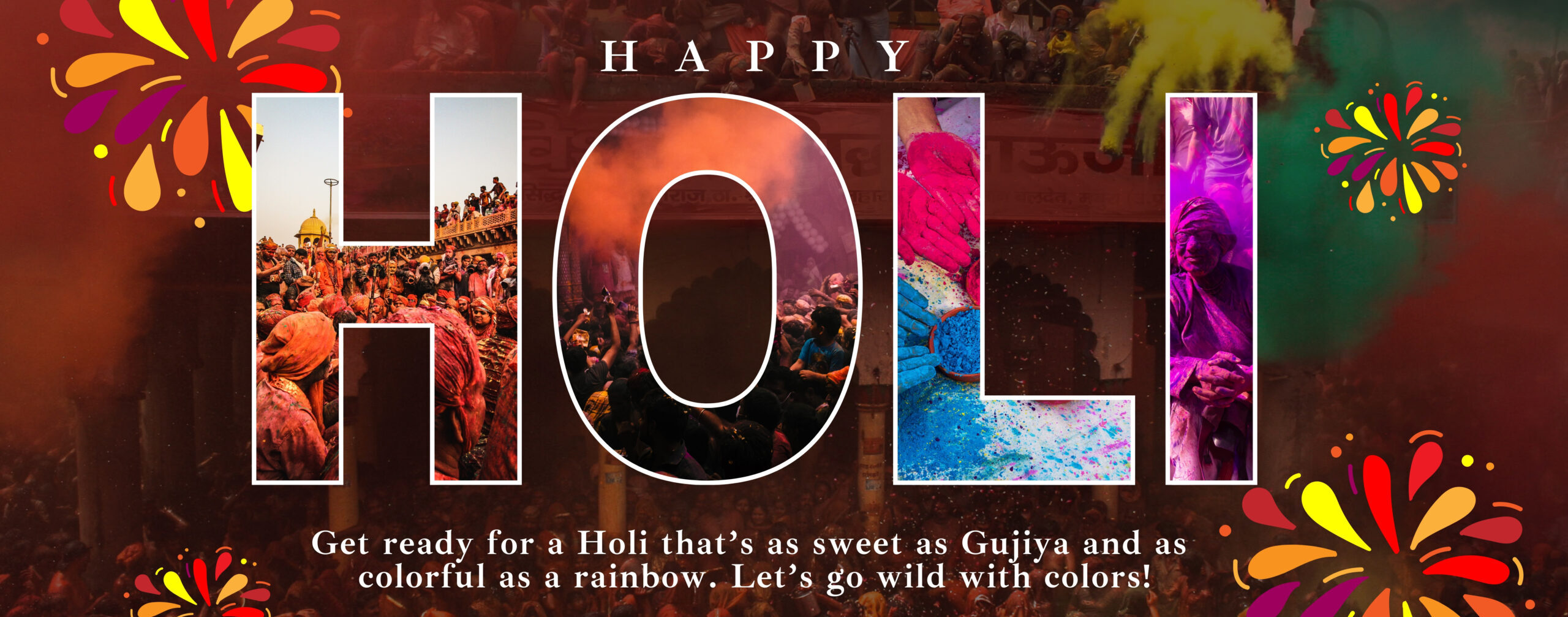 Red and White Photo-centric Holi Festival Greeting Banner (1)